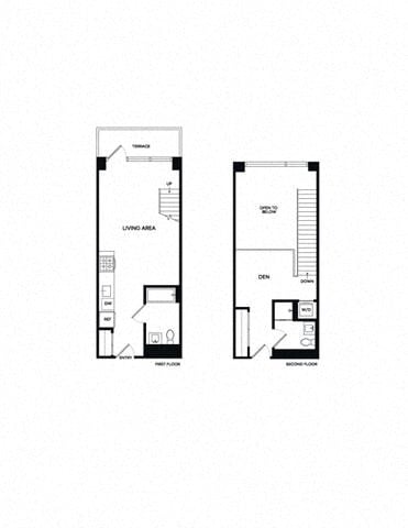 Floor plan for studio, 1 bath, 707 sqft