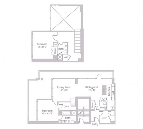 Floor plan for 2 beds, 2 baths, 1910 sqft