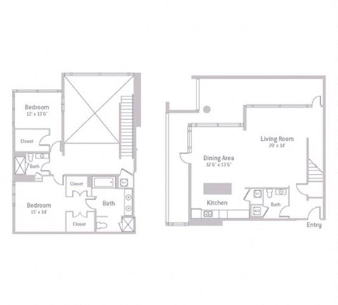 Floor plan for 2 beds, 2 baths, 1910 sqft