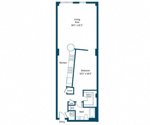 Floor plan for 1 bed, 1 bath, 1008 sqft