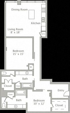 Floor plan for 2 beds, 2 baths, 1471 sqft