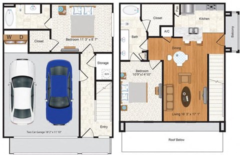 Floor plan for 2 beds, 2 baths, 1246 sqft