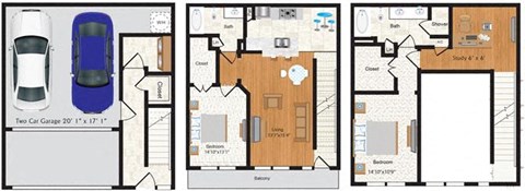 Floor plan for 2 beds, 2 baths, 1498 sqft