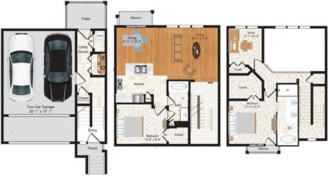 Floor plan for 2 beds, 2 baths, 1576 sqft