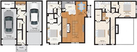 Floor plan for 3 beds, 2 baths, 1772 sqft