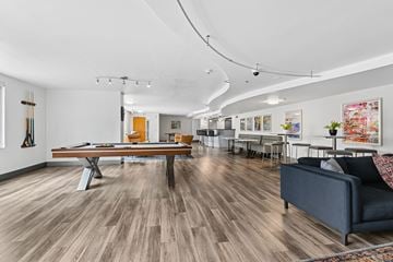 Los Angeles apartment for rent - A living room with a pool table and a couch.