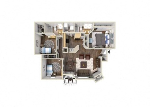 Floor plan for 3 beds, 2 baths, 1211 sqft
