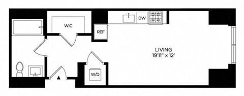 Floor plan for studio, 1 bath, 450 sqft