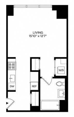 Floor plan for studio, 1 bath, 468 sqft