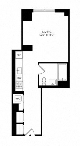 Floor plan for studio, 1 bath, 485 sqft