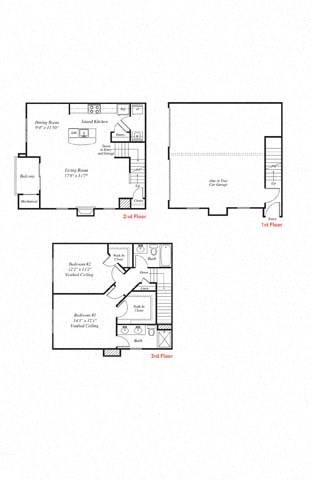 Floor plan for 2 beds, 2 baths, 1287 sqft