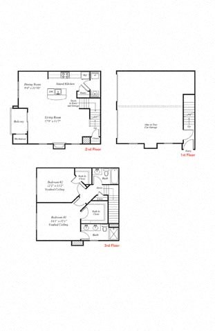 Floor plan for 2 beds, 2 baths, 1287 sqft