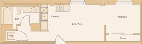 Floor plan for studio, 1 bath, 435 sqft