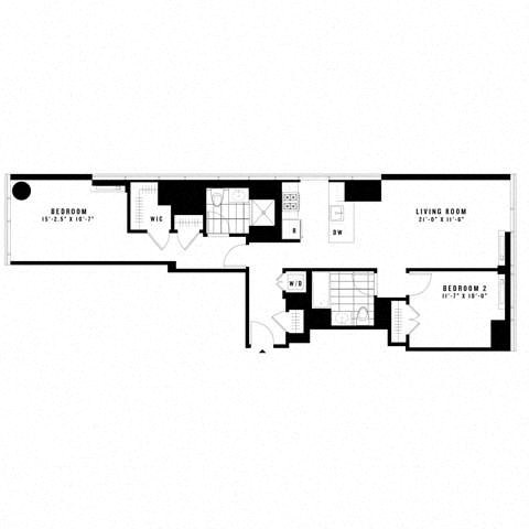 Floor plan for 2 beds, 2 baths, 1120 sqft