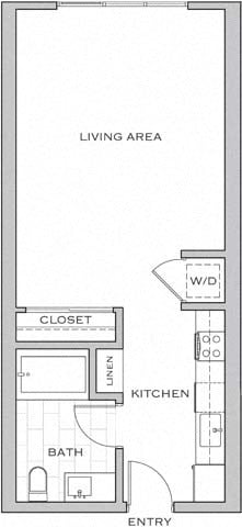 Floor plan for studio, 1 bath, 538 sqft