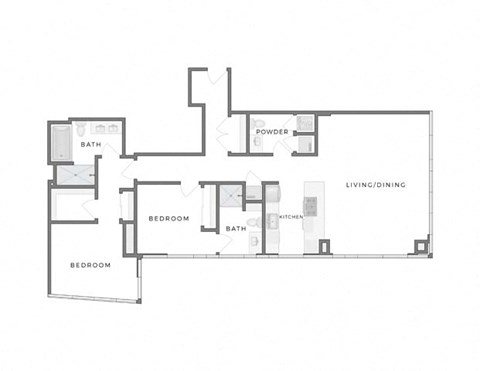Floor plan for 2 beds, 2.5 baths, 1470 sqft