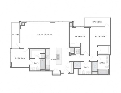 Floor plan for 3 beds, 3 baths, 1731 sqft