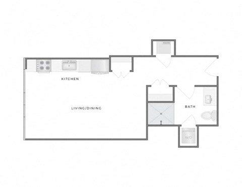 Floor plan for studio, 1 bath, 473 sqft