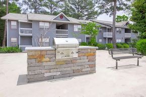 Rossville apartment for rent - a picnic table and a grill in front of an apartment building