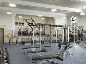Saint Louis apartment for rent - a gym with a lot of weights and exercise equipment