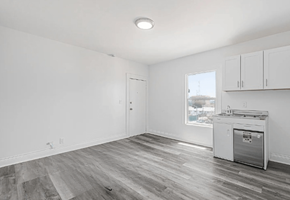 San Pedro apartment for rent - A kitchen area with a dishwasher and a window.