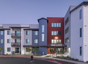 Fairfield apartment for rent - A person is walking in front of a building called One Lake.