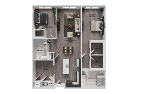 Floor plan for 2 beds, 2 baths, 1424 sqft