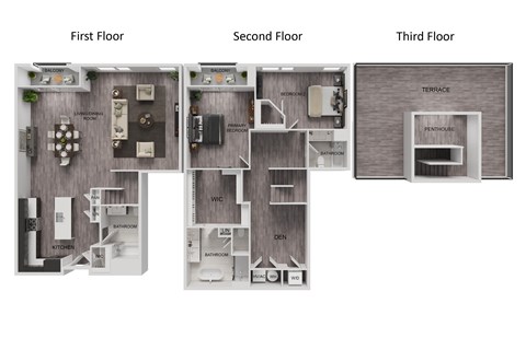 Floor plan for 2 beds, 3 baths, 2367 sqft