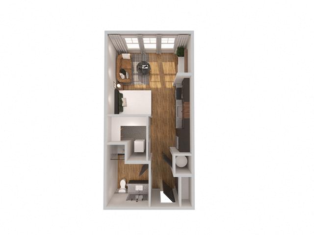 Floor plan for studio, 1 bath, 503 sqft