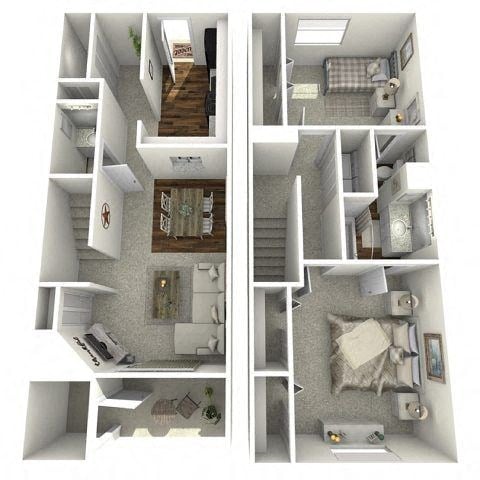 Floor plan for 2 beds, 1.5 baths, 1012 sqft