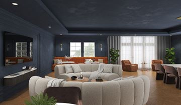 Cranford apartment for rent - A modern living room with a grey sofa set and a wooden floor.