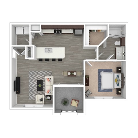 Floor plan for 1 bed, 1 bath, 818 sqft