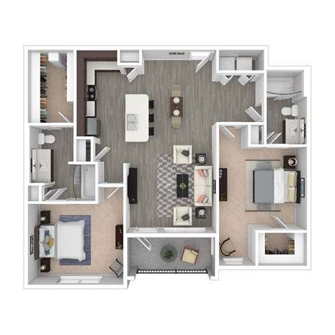 Floor plan for 2 beds, 2 baths, 1148 sqft