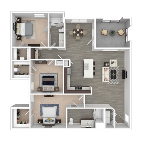 Floor plan for 3 beds, 2 baths, 1545 sqft