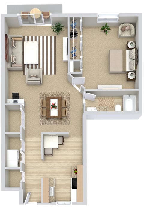 Floor plan for 1 bed, 1 bath, 815 sqft