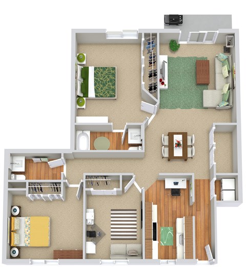 Floor plan for 3 beds, 1.5 baths, 1235 sqft
