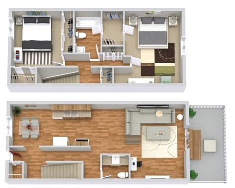Floor plan for 2 beds, 1.5 baths, 1200 sqft