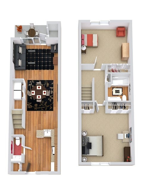 Floor plan for 2 beds, 1.5 baths, 1099 sqft