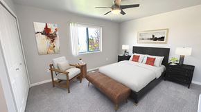 Howell apartment for rent - A bedroom with a bed, chair, and painting.