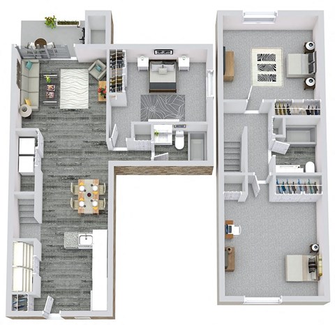 Floor plan for 3 beds, 2 baths, 1362 sqft