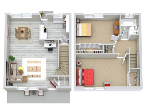 Floor plan for 2 beds, 1 bath, 856 sqft