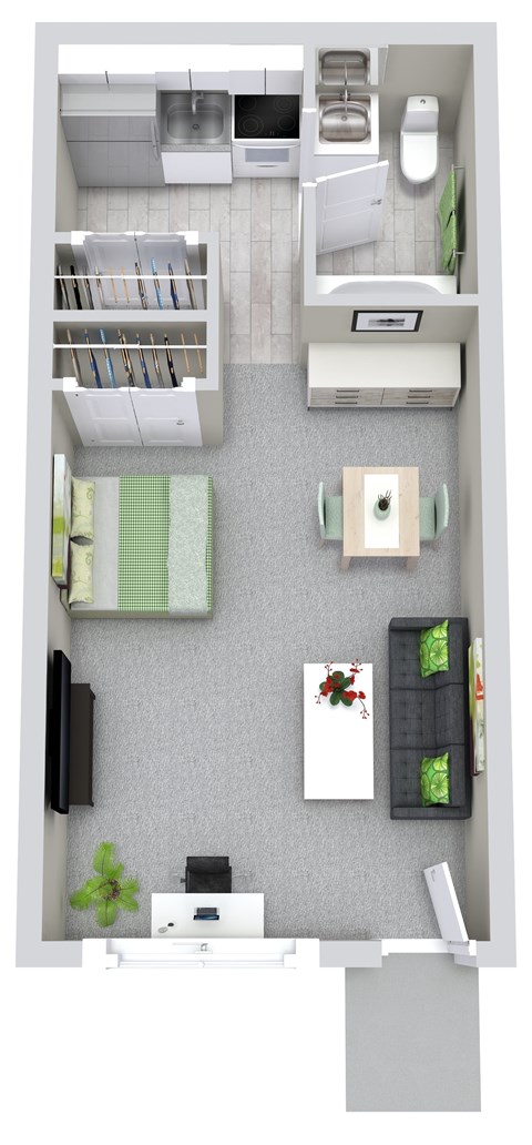 Floor plan for studio, 1 bath, 325 sqft