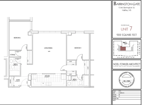 Floor plan for 2 beds, 2 baths, 928 sqft