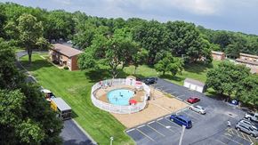 St. Louis apartment for rent - An aerial view of a pool.