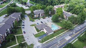 Black Jack apartment for rent - An aerial view with a pool.