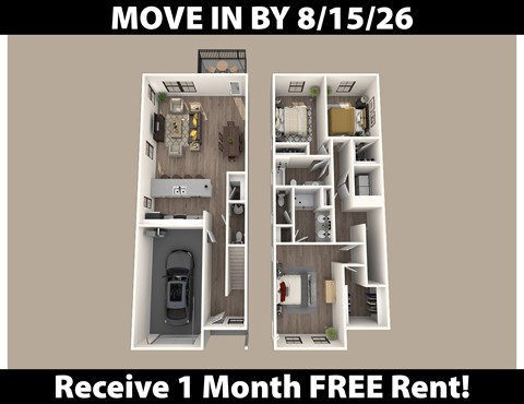 Floor plan for 3 beds, 2.5 baths, 1659 sqft