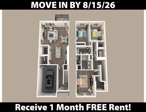 Floor plan for 3 beds, 2.5 baths, 1659 sqft