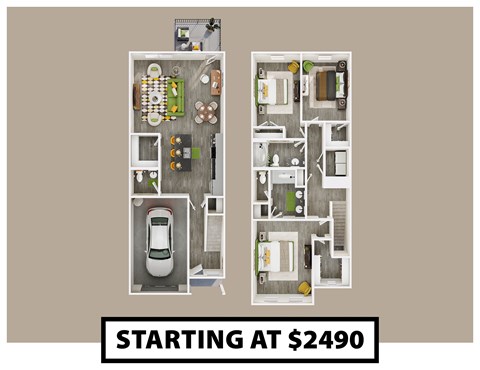 Floor plan for 3 beds, 2.5 baths, 1659 sqft