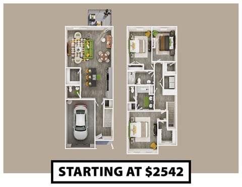 Floor plan for 3 beds, 2.5 baths, 1659 sqft