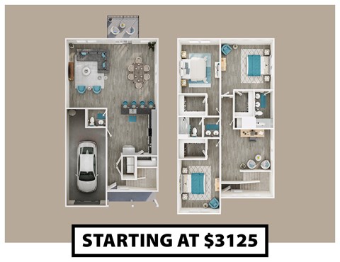 Floor plan for 3 beds, 2.5 baths, 2221 sqft